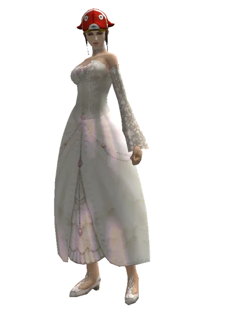 Red Fish Hat (?) on a female Human mystic, front view