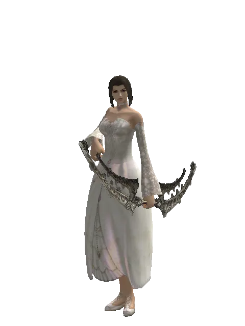 Bow of Peril on a female Human mystic, front view