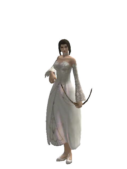 Crescent Moon Bow on a female Human mystic, front view