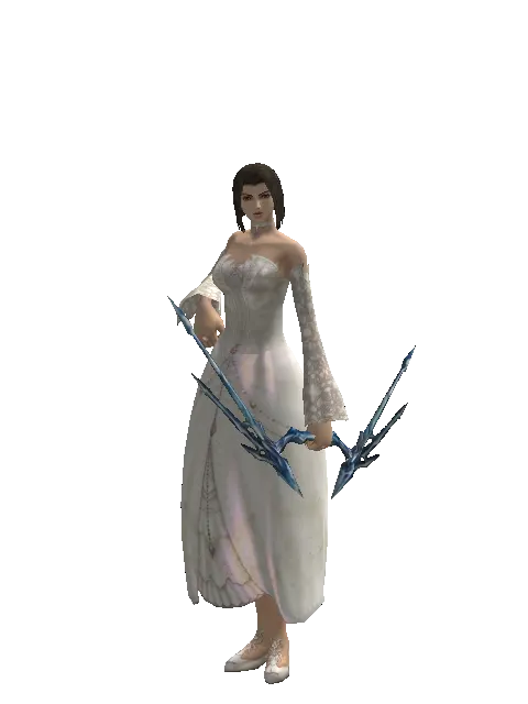 Crystallized Ice Bow on a female Human mystic, front view
