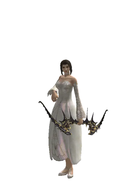 Dark Elven Long Bow on a female Human mystic, front view