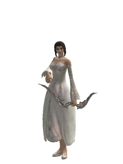 Long Bow on a female Human mystic, front view