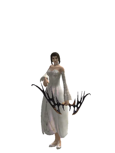 Traveler's Dark Elven Bow on a female Human mystic, front view