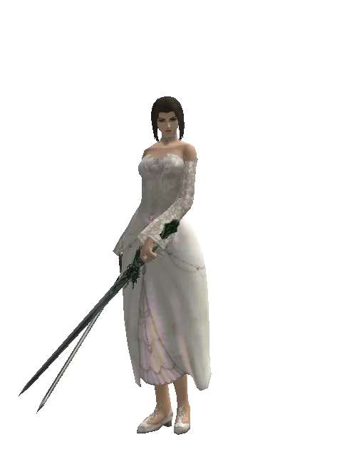 Bastard Sword*Elven Long Sword on a female Human mystic, front view