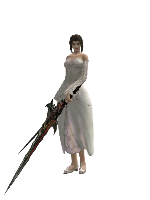 Blood Sword Akamanah on a female Human mystic, front view