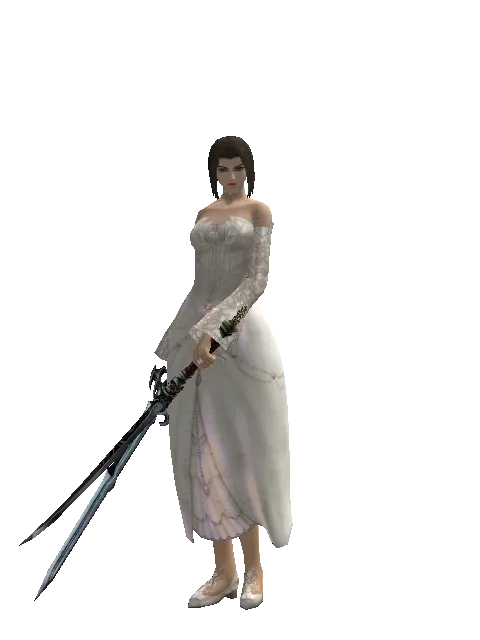 Caliburs*Samurai Long Sword on a female Human mystic, front view