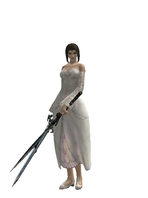 Caliburs*Tsurugi on a female Human mystic, front view