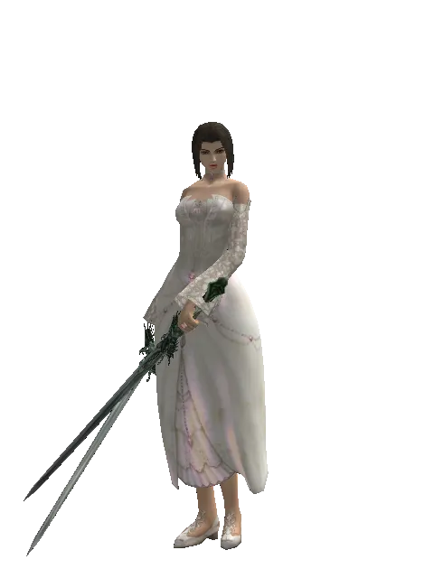 Elven Long Sword*Elven Long Sword on a female Human mystic, front view