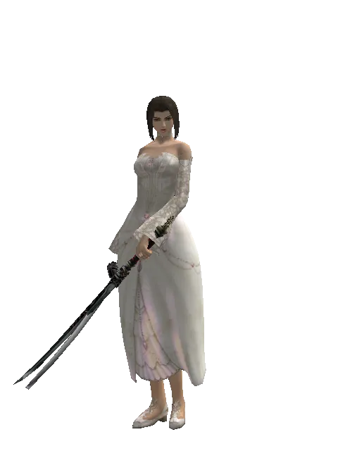 Katana*Samurai Long Sword on a female Human mystic, front view