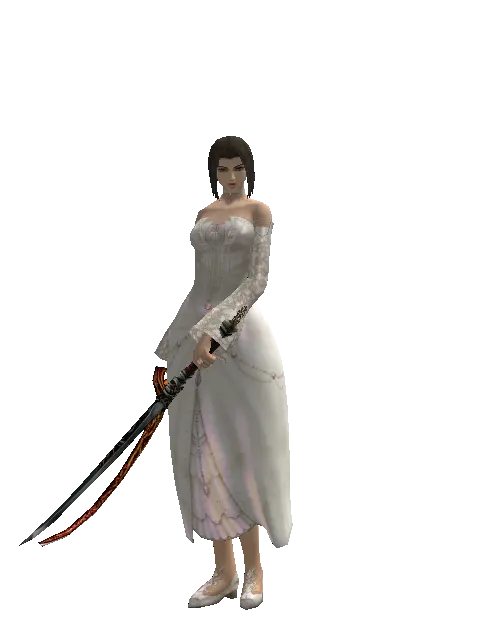 Shamshir*Samurai Long Sword on a female Human mystic, front view