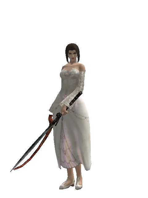 Shamshir*Tsurugi on a female Human mystic, front view