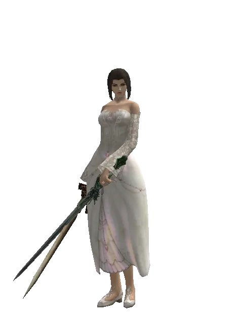 Spinebone Sword*Elven Long Sword on a female Human mystic, front view