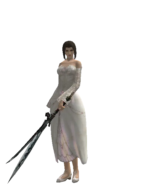 Tsurugi*Samurai Long Sword on a female Human mystic, front view