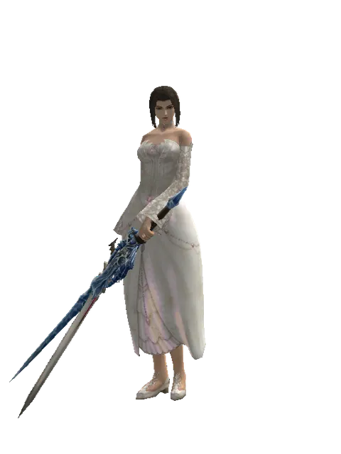 Vesper Dual Sword on a female Human mystic, front view