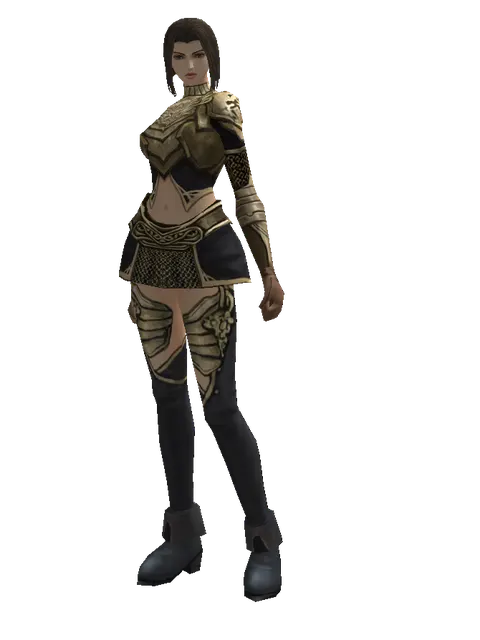 Compound Scale (heavy armor) on a female Human mystic, front view