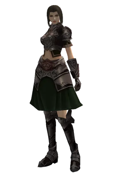 Doom Plate Set on a female Human mystic, front view