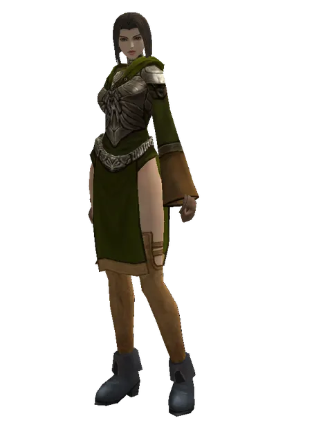 Dwarven Scale (heavy armor) on a female Human mystic, front view