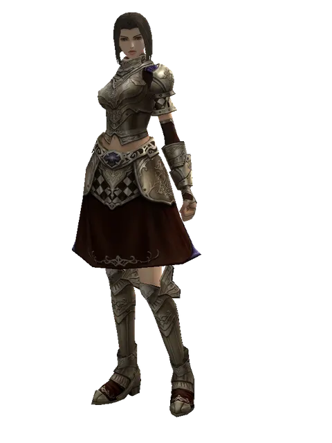 Fullplate (heavy armor) on a female Human mystic, front view
