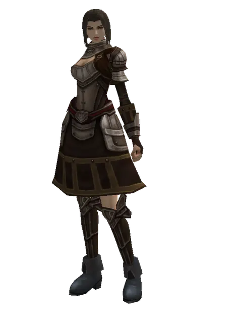 Half Plate (heavy armor) on a female Human mystic, front view