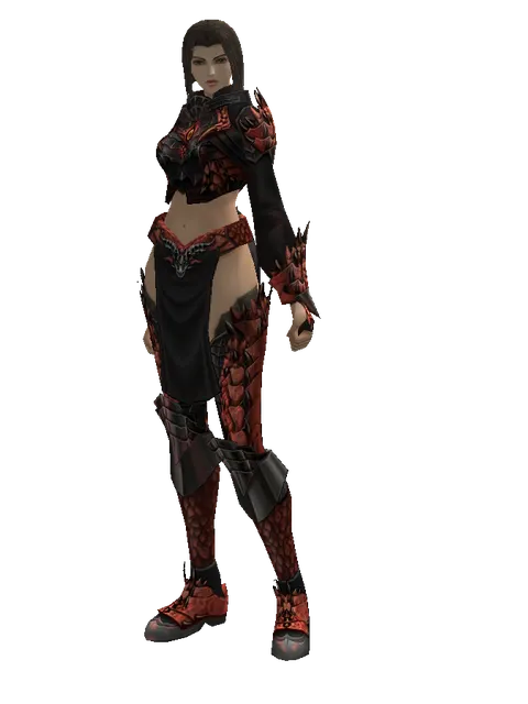 Draconic Leather Set on a female Human mystic, front view
