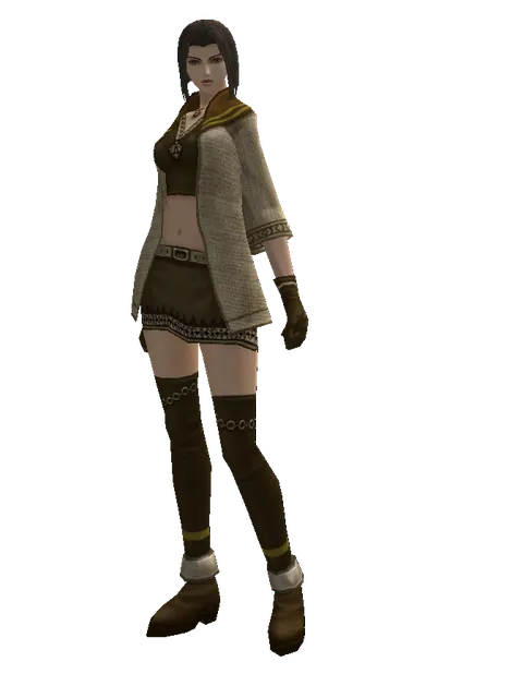 Drake Leather Set on a female Human mystic, front view