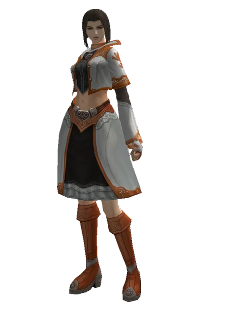 Theca Leather Set on a female Human mystic, front view