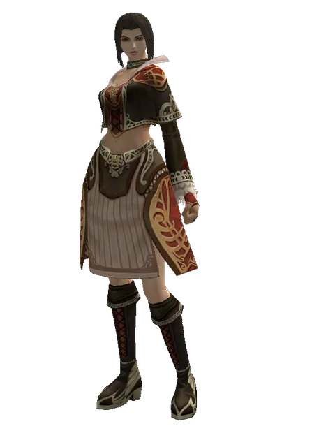 Zubei's Leather Set on a female Human mystic, front view