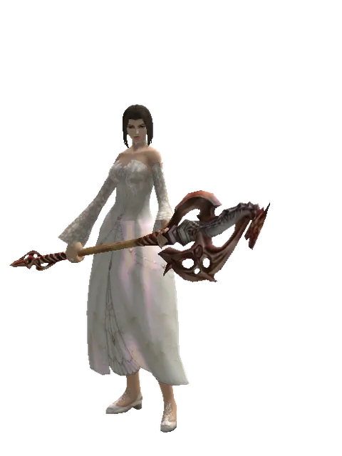 Dragon Claw Axe on a female Human mystic, front view