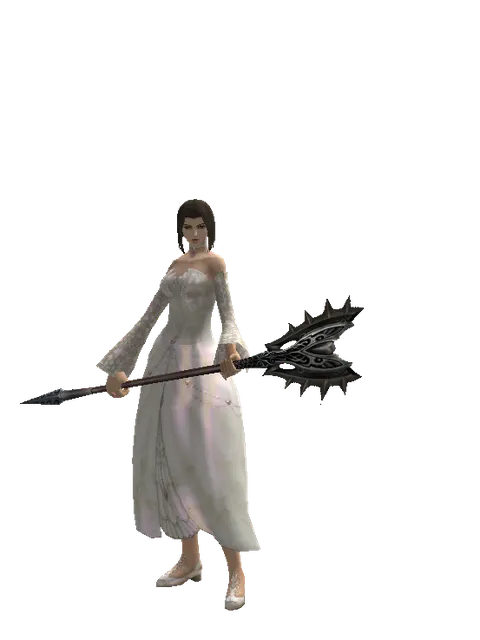 Dwarven Pike on a female Human mystic, front view