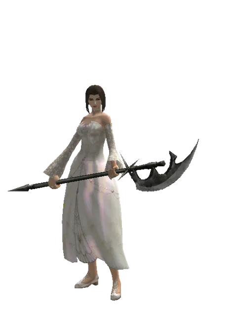 Glaive on a female Human mystic, front view