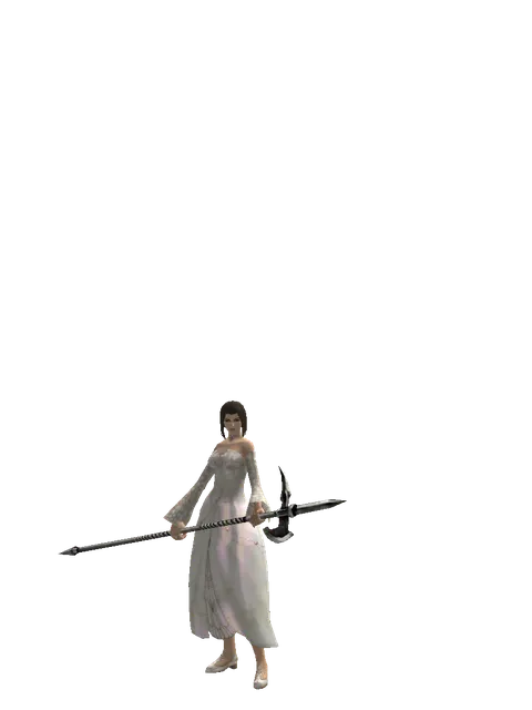 Guard Spear on a female Human mystic, front view