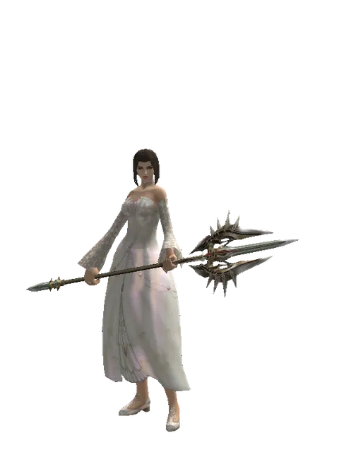 Icarus Trident on a female Human mystic, front view