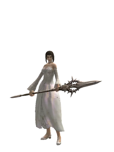 Infinity Spear on a female Human mystic, front view