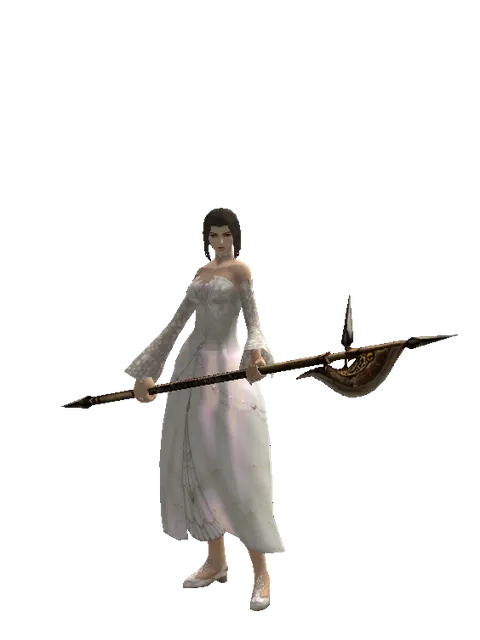 Poleaxe on a female Human mystic, front view