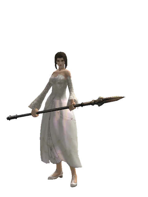 Spear of Silenos on a female Human mystic, front view