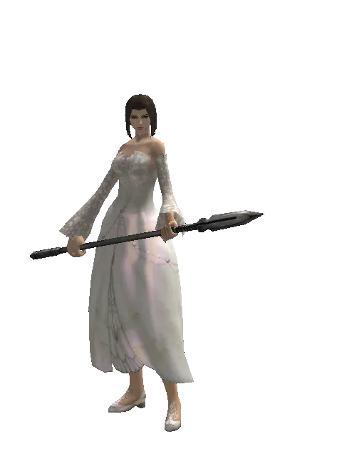 Talins Spear on a female Human mystic, front view