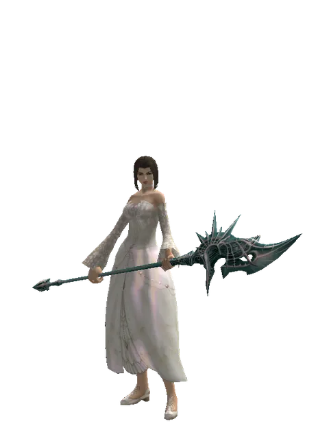 Tiphon's Spear on a female Human mystic, front view