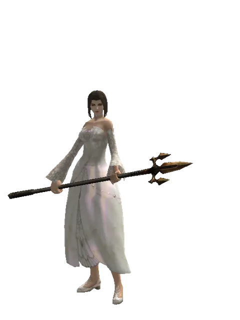 Trident on a female Human mystic, front view