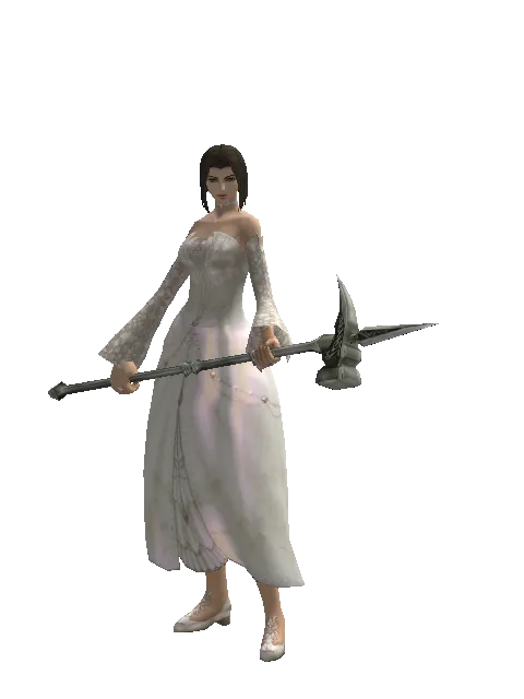 War Hammer on a female Human mystic, front view