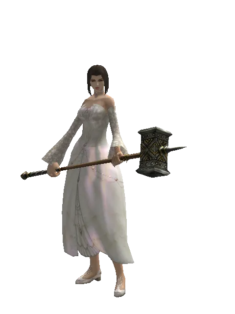 War Pick on a female Human mystic, front view