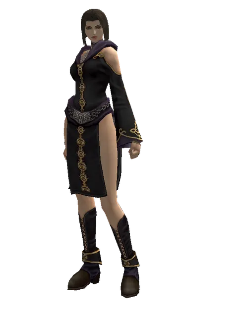 Demon's Set on a female Human mystic, front view