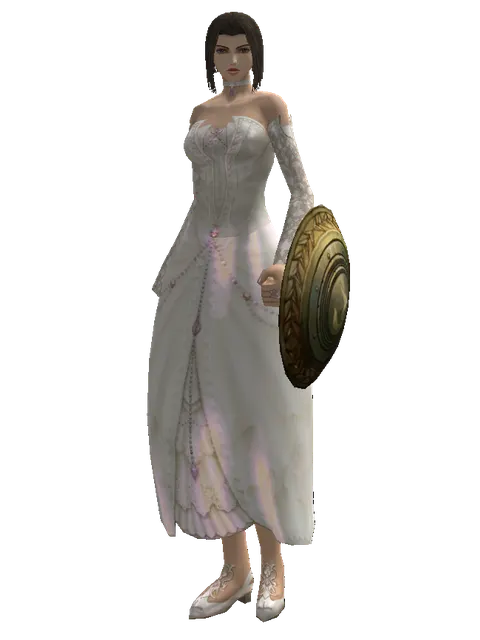 Bronze Shield on a female Human mystic, front view