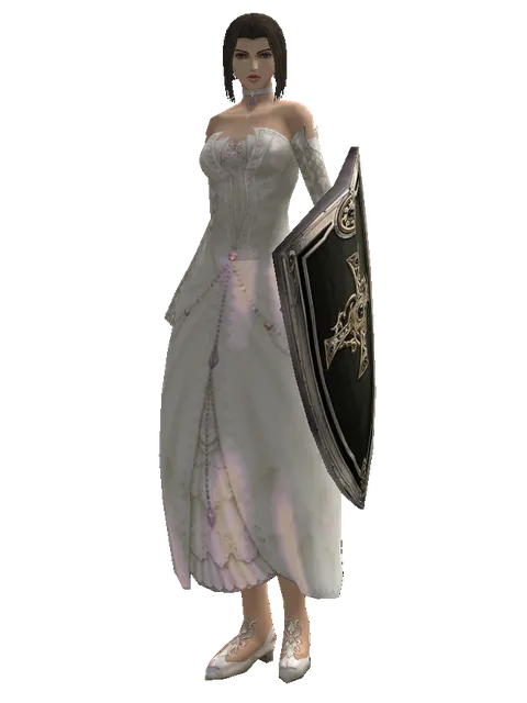 Dark Crystal Shield on a female Human mystic, front view