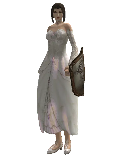 Dwarven Chain Shield on a female Human mystic, front view