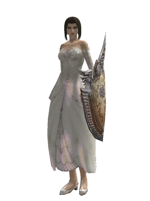Imperial Crusader Shield on a female Human mystic, front view