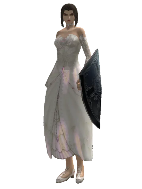 Kite Shield on a female Human mystic, front view