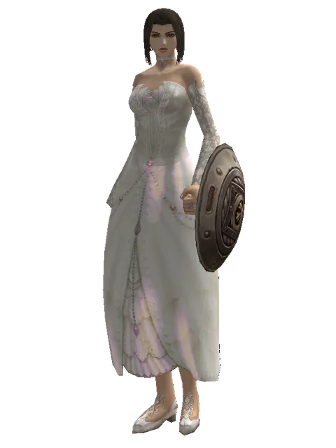 Round Shield on a female Human mystic, front view