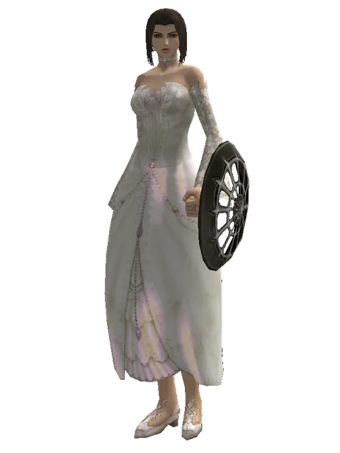 Skeleton Buckler on a female Human mystic, front view