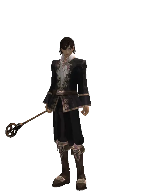 Apprentice's Rod on a male Human mystic, front view