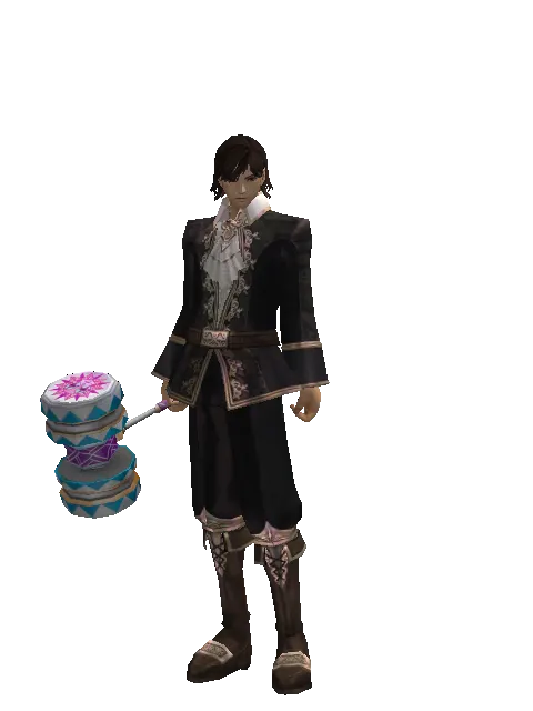 Blue Clown Hammer on a male Human mystic, front view
